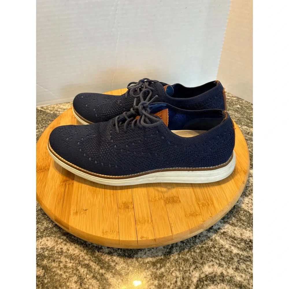 Cole Haan Mens ZERØGRAND Knit Oxford Dress Shoes -‎ Blue, Size 9M